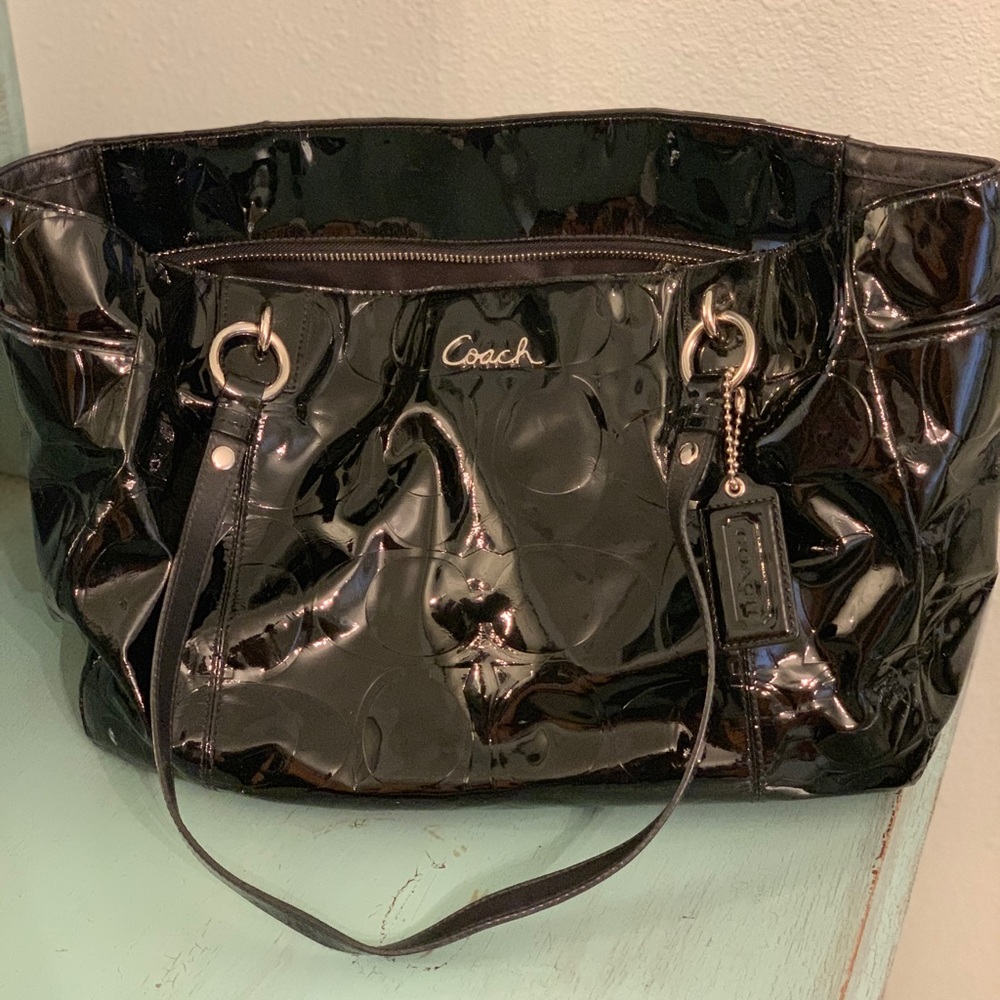 COACH signature patent leather bag